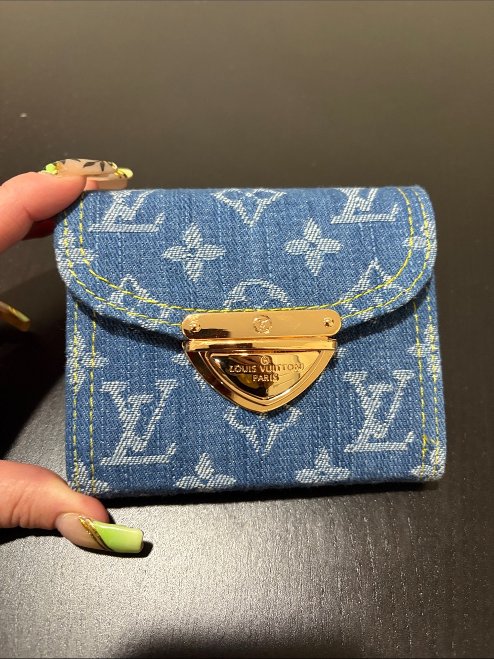 Denim Monogram Small Wallet with Gold Hardware Brand New! - Picture 2 of 9